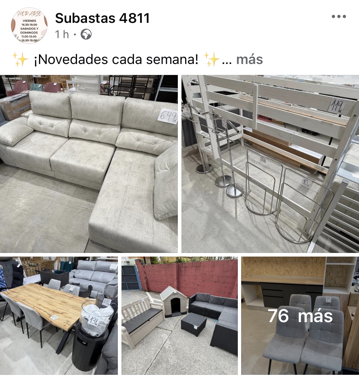 Última publicación en Facebook